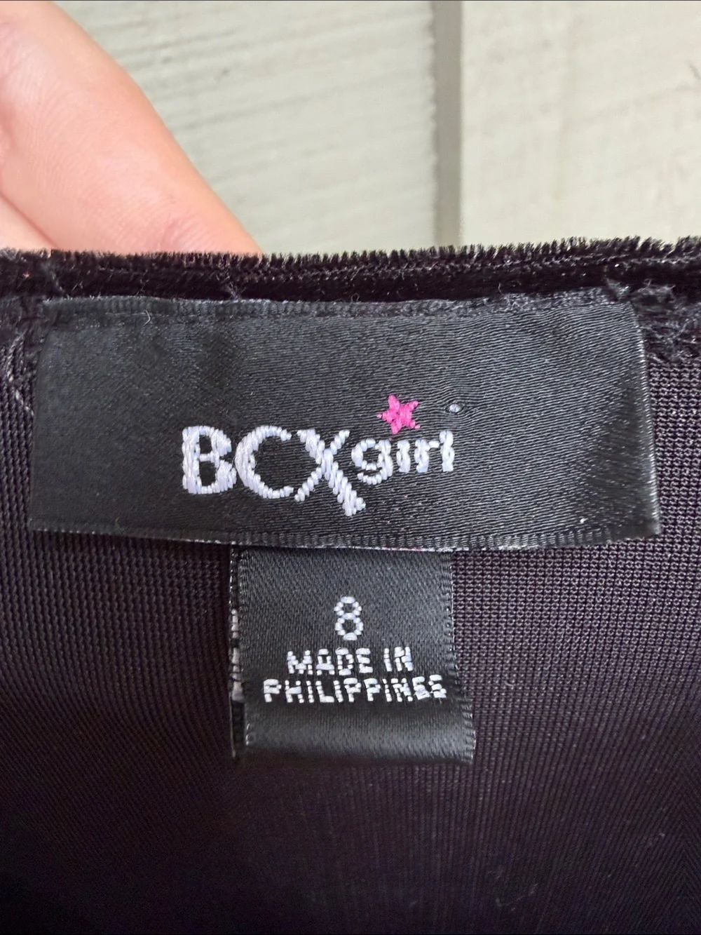 BCX Black Velvet Bolero with Hot Pink Satin Waistband and glitter Overlay Dress